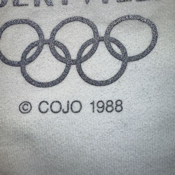 Vintage 92 Albertville Olympics White Crew (XL) Jerzees 3m Promo Reflects - Picture 6 of 9